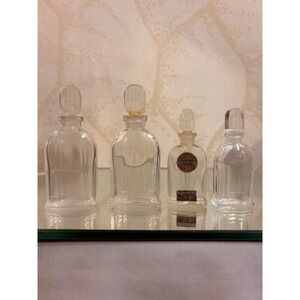 Jean Patou Moment Supreme Vintage Miniature Perfume Bottles Set 4 Glass Etched